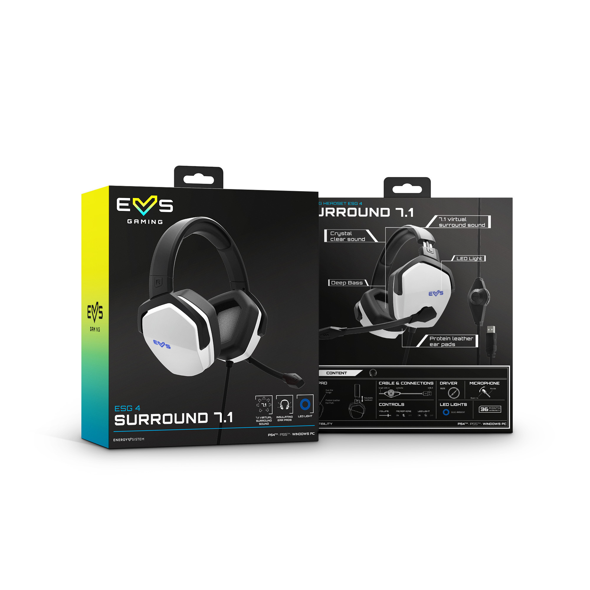Auscultadores gaming ESG 4 Surround 7.1 White